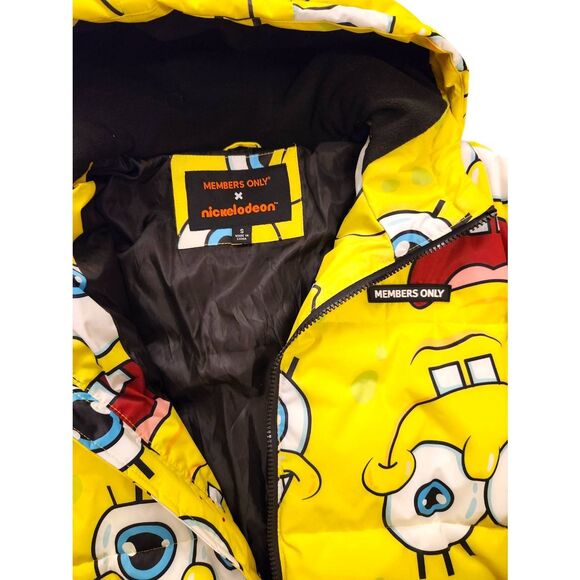 Members Only x Nickelodeon Men's Small Spongebob Puffer Jacket Hooded Full Zip - Picture 11 of 11